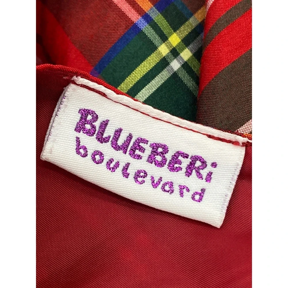 Blueberi Boulevard Kids Red Tartan Plaid Holiday Dress Size 6 Tulle Skirt Bow